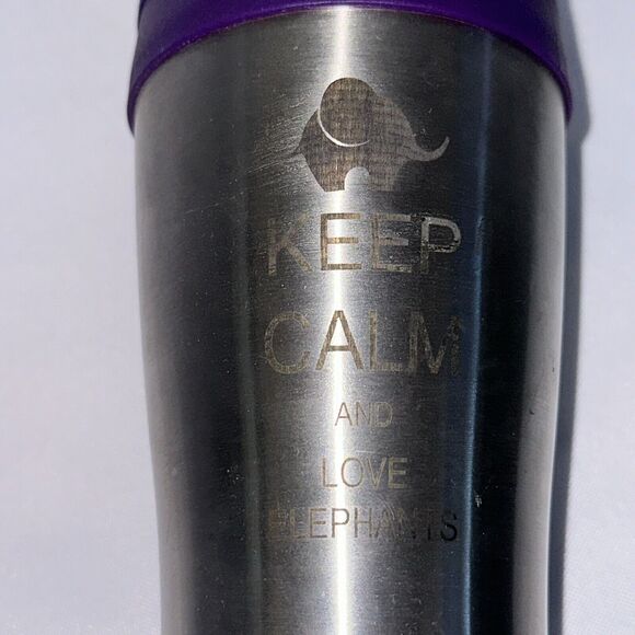Stainless Steel Insulated 16oz Travel Mug Coffee Cup Keep Calm Love Elephants - Picture 2 of 11